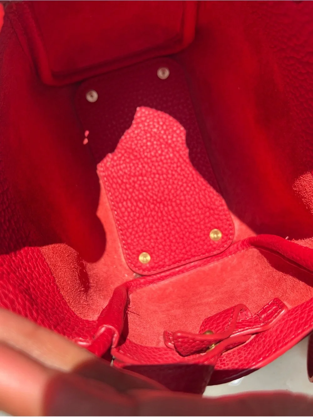 Songmont Mini Song Bag - Lucky Red Soft Leather Bucket Handbag